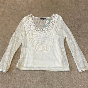 NWT Brixon Ivy Off White Alessandria Lace Boho Crochet Bib Top w/Tank - Size S